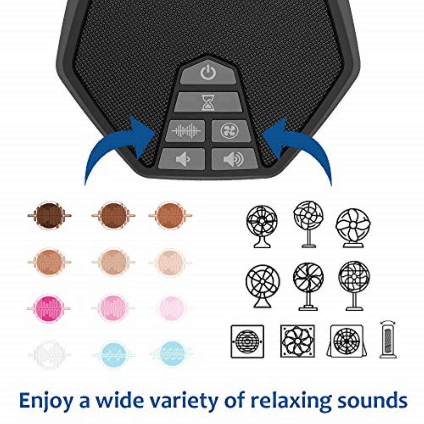 LectroFan Evo Black Wide Variety of Relaxing Sounds Fan Sounds and White Noise Variants Pink Noise Brown Noise